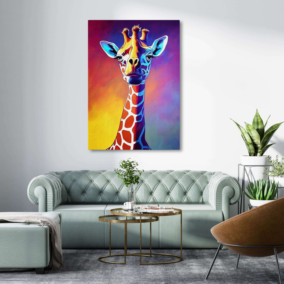 Tableaux Girafes POP ART 70X100 Doré. Peinture acrylique et feuilles métal, Tableaux / Toiles