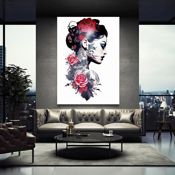 Tableau Femme Roses  | TableauDecoModerne® 