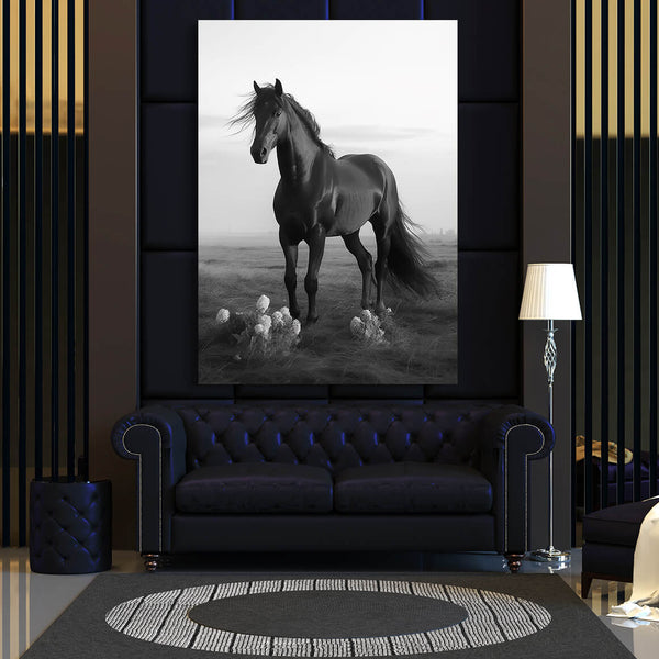 Tableau Noir et Blanc Cheval | TableauDecoModerne®