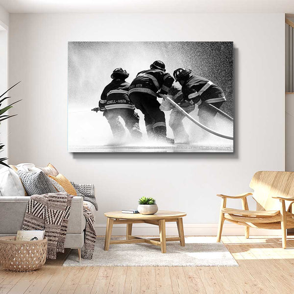 Tableau Noir et Blanc Pompier | TableauDecoModerne®