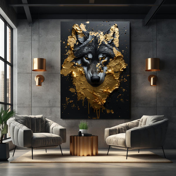 Tableau Loup Doré | TableauDecoModerne®