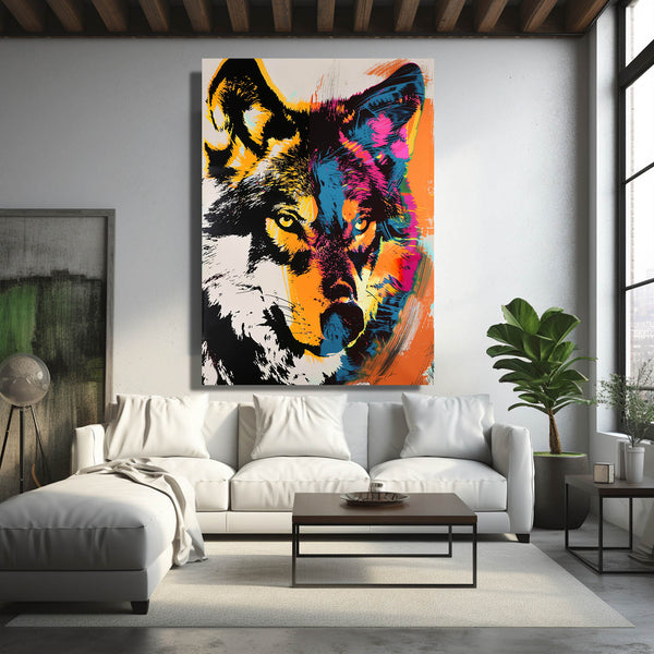 Arc-en-Ciel Tableau Loup | TableauDecoModerne®