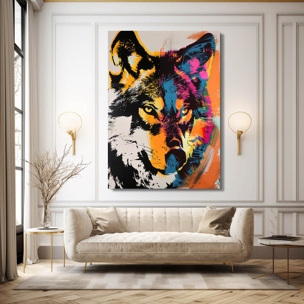 Arc-en-Ciel Tableau Loup | TableauDecoModerne®