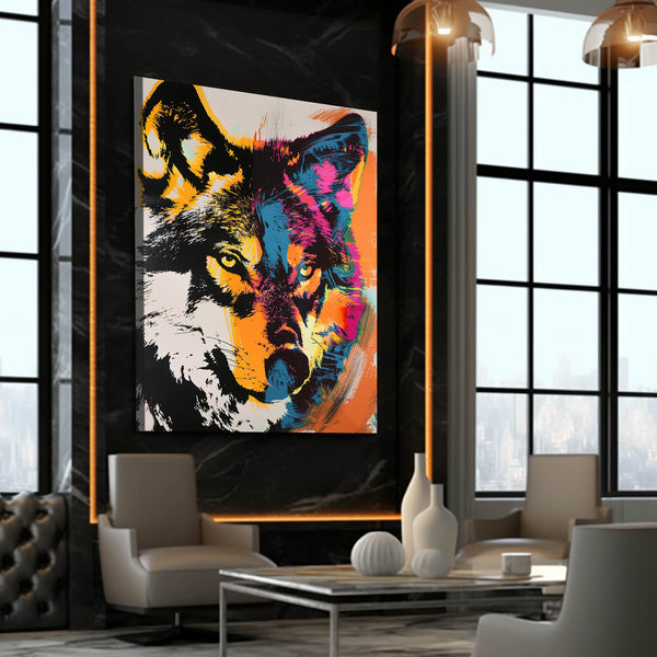 Arc-en-Ciel Tableau Loup | TableauDecoModerne®