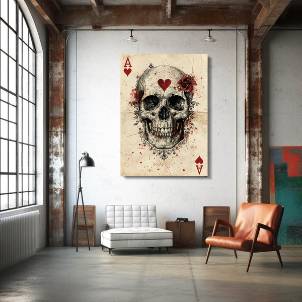 As de Coeur Tableau Tete de Mort | TableauDecoModerne®