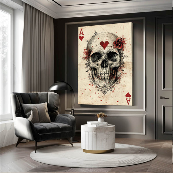 As de Coeur Tableau Tete de Mort | TableauDecoModerne®