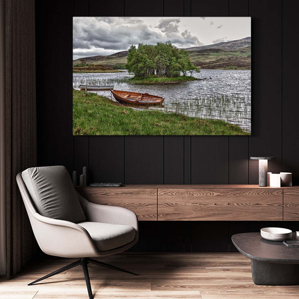 Barques du Lac Tableau Arbre | TableauDecoModerne®