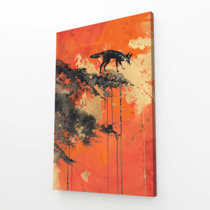 Crépuscule Rouge Tableau Renard | TableauDecoModerne®