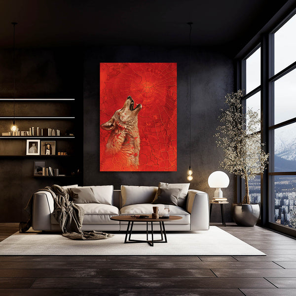 Cri Rouge Tableau Loup | TableauDecoModerne®