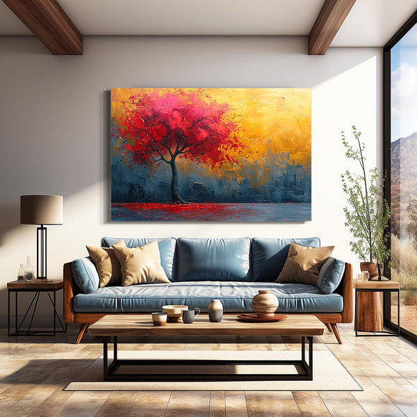 Éclat Rouge Tableau Arbre | TableauDecoModerne®