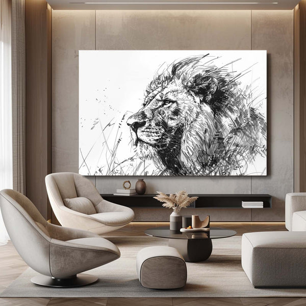 Esquisse Sauvage Tableau Lion | TableauDecoModerne®