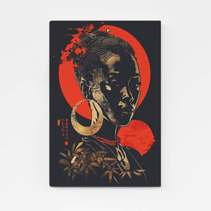  Femme Rouge Tableau Africain | TableauDecoModerne®