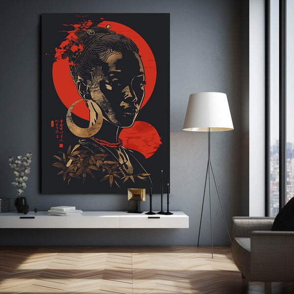  Femme Rouge Tableau Africain | TableauDecoModerne®