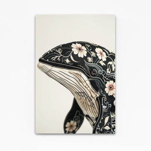 Floral Élégant Tableau Baleine | TableauDecoModerne®