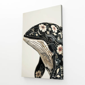 Floral Élégant Tableau Baleine | TableauDecoModerne®