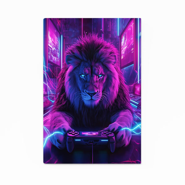 Gamer Néon Tableau Lion