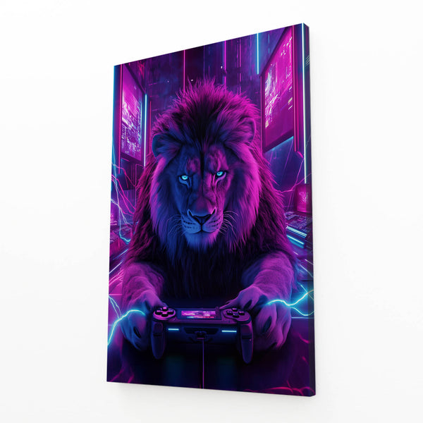 Gamer Néon Tableau Lion