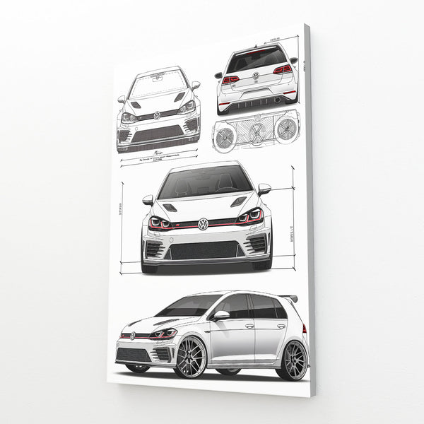 Golf GTI Sketch Tableau Voiture | TableauDecoModerne®