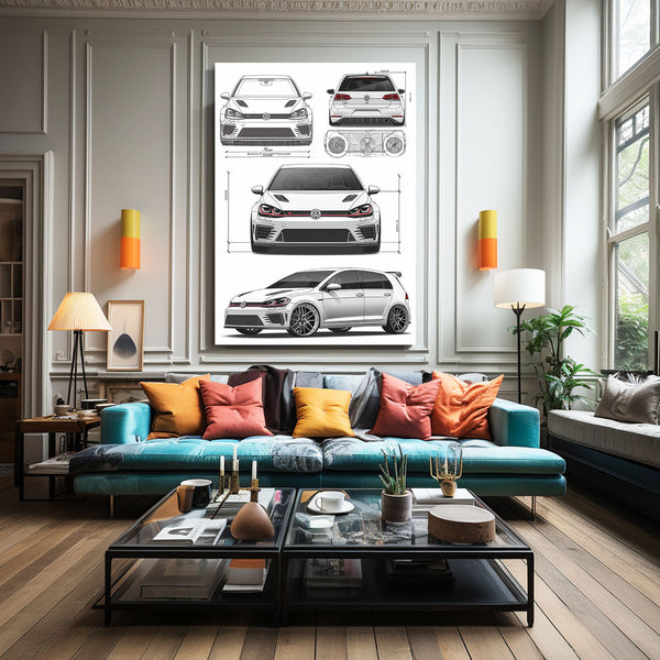 Golf GTI Sketch Tableau Voiture | TableauDecoModerne®