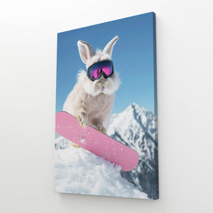 Lapin Snowboard Tableau Rose | TableauDecoModerne®