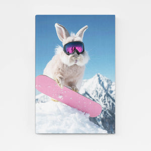 Lapin Snowboard Tableau Rose | TableauDecoModerne®