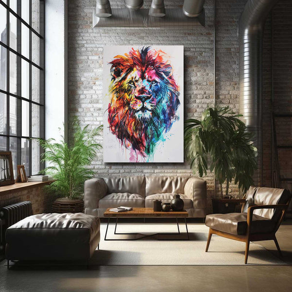 Lion Arc-en-Ciel Tableau Lion | TableauDecoModerne®