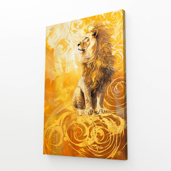 Lion Doré Tableau Lion | TableauDecoModerne®