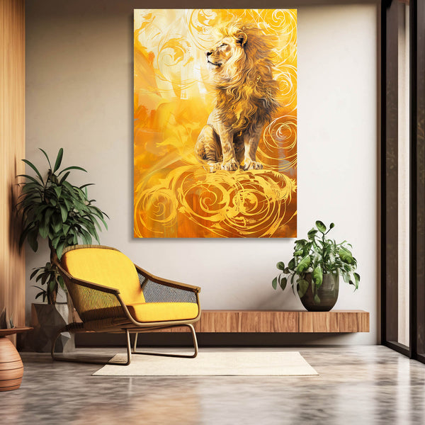 Lion Doré Tableau Lion | TableauDecoModerne®