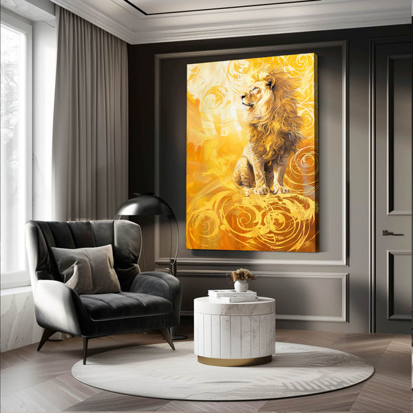 Lion Doré Tableau Lion | TableauDecoModerne®