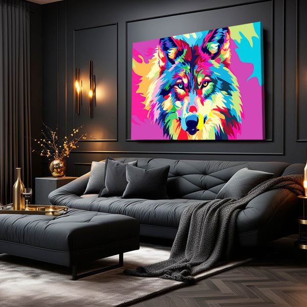 Loup Arc-en-ciel Tableau Loup | TableauDecoModerne®