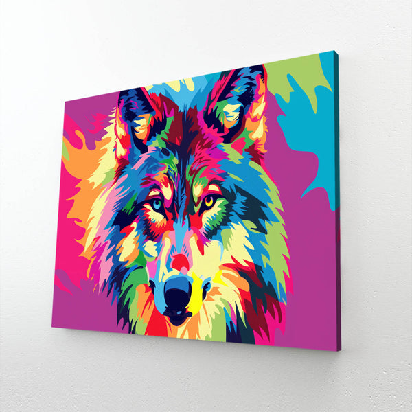 Loup Arc-en-ciel Tableau Loup | TableauDecoModerne®