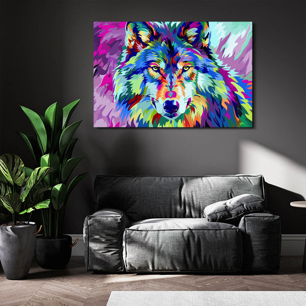 Loup Coloré Tableau Loup | TableauDecoModerne®