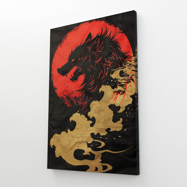 Lune Rouge Tableau Loup | TableauDecoModerne®