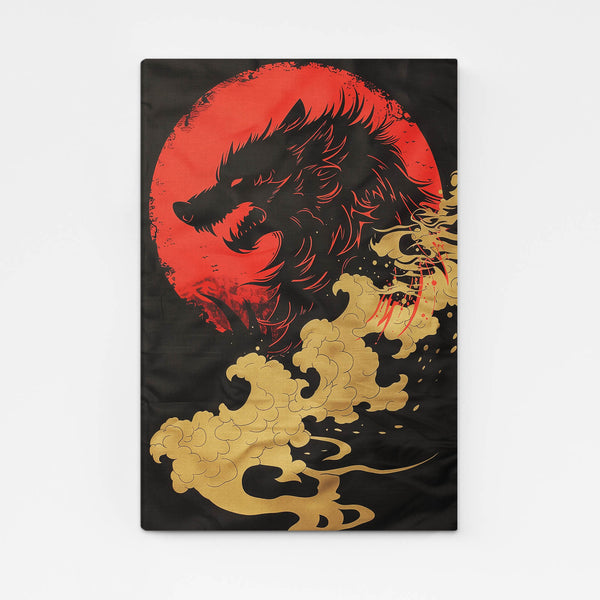 Lune Rouge Tableau Loup | TableauDecoModerne®