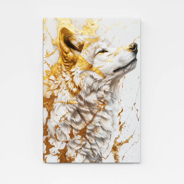 Majestueux Or Tableau Loup | TableauDecoModerne®