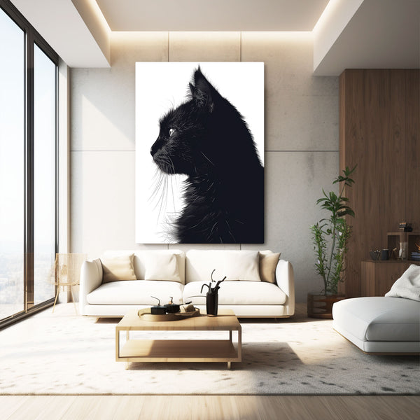 Noir Profil Tableau Chat | TableauDecoModerne®