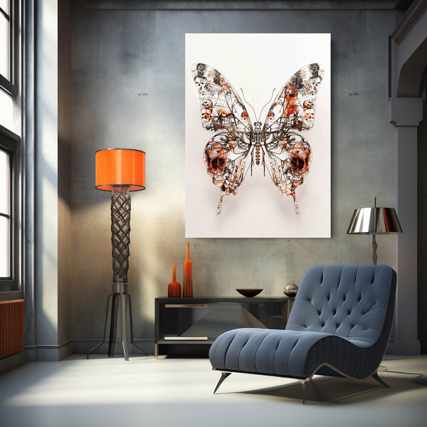 Papillon Crâne Tableau Tete De Mort | TableauDecoModerne®