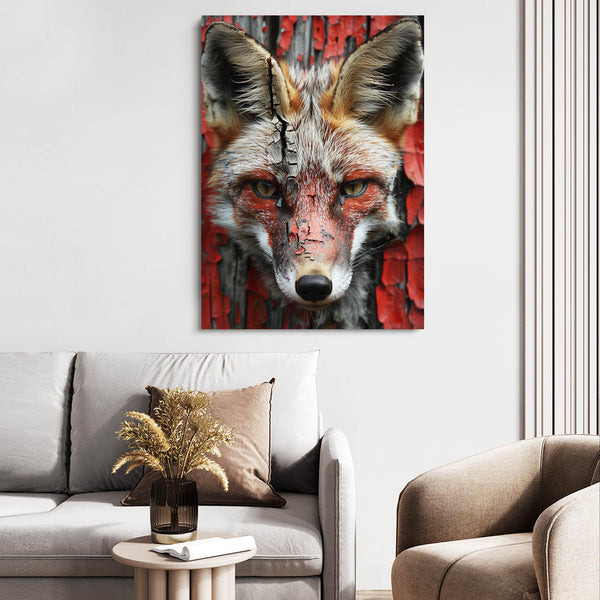 Renard Craquelé Tableau Renard | TableauDecoModerne®