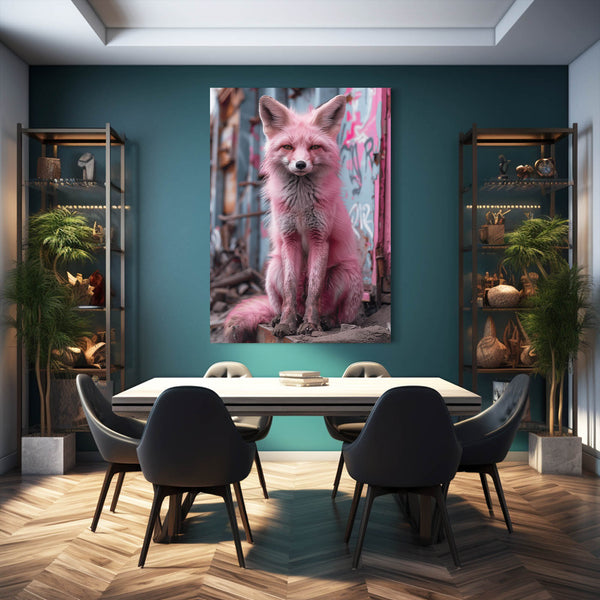 Renard Rose Urbain Tableau Renard | TableauDecoModerne®