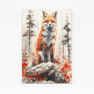 Renard sur Rocher Tableau Renard | TableauDecoModerne®