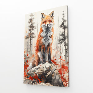 Renard sur Rocher Tableau Renard | TableauDecoModerne®