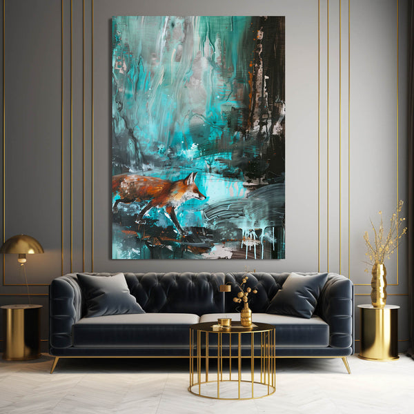 Renard Turquoise Tableau Renard | TableauDecoModerne®