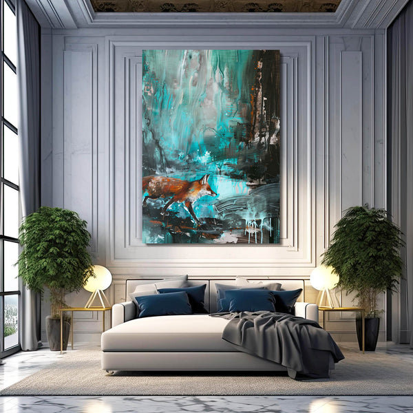 Renard Turquoise Tableau Renard | TableauDecoModerne®