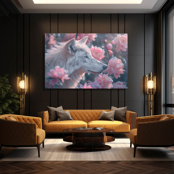 Rêverie Florale Tableau Loup | TableauDecoModerne®