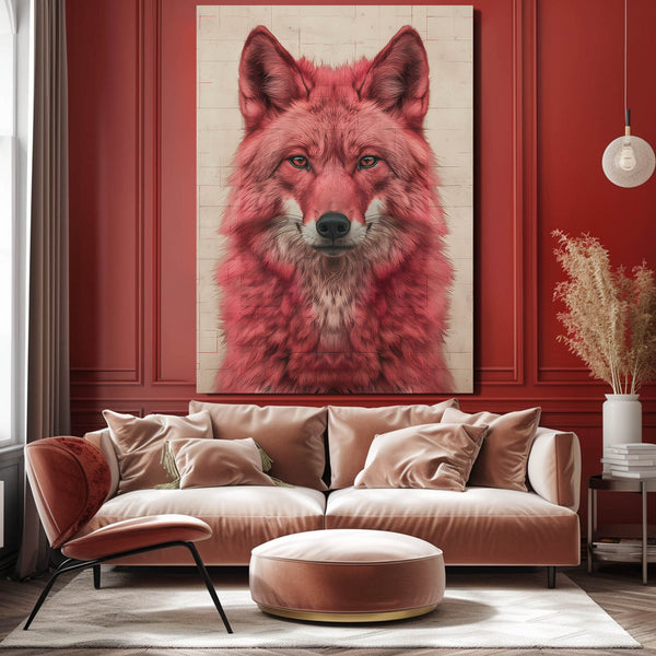 Rouge Tableau Loup | TableauDecoModerne®