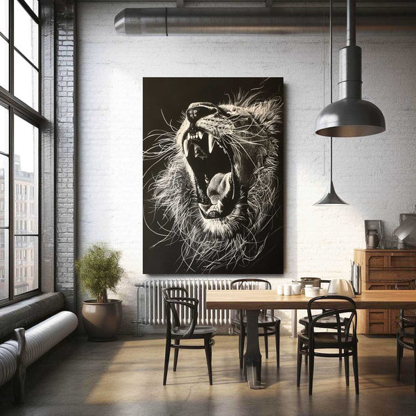 Rugissement Sauvage Tableau Lion | TableauDecoModerne®