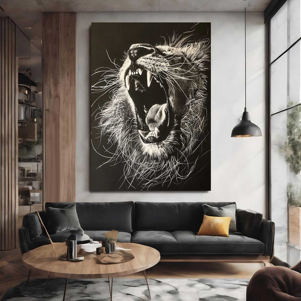 Rugissement Sauvage Tableau Lion | TableauDecoModerne®