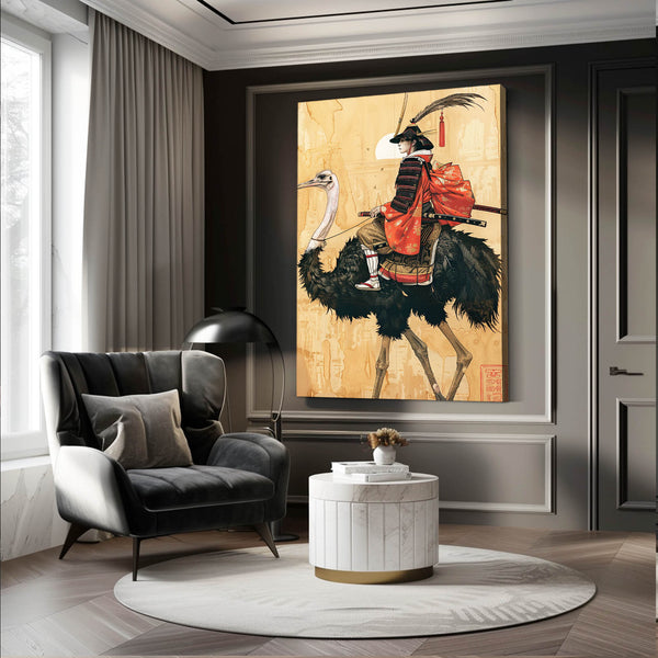 Samouraï Autruche Tableau Japonais | TableauDecoModerne®