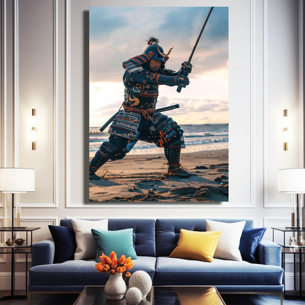 Samouraï Plage Tableau Japonais | TableauDecoModerne®