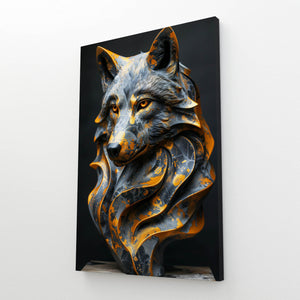 Sculpture Dorée Tableau Loup | TableauDecoModerne®